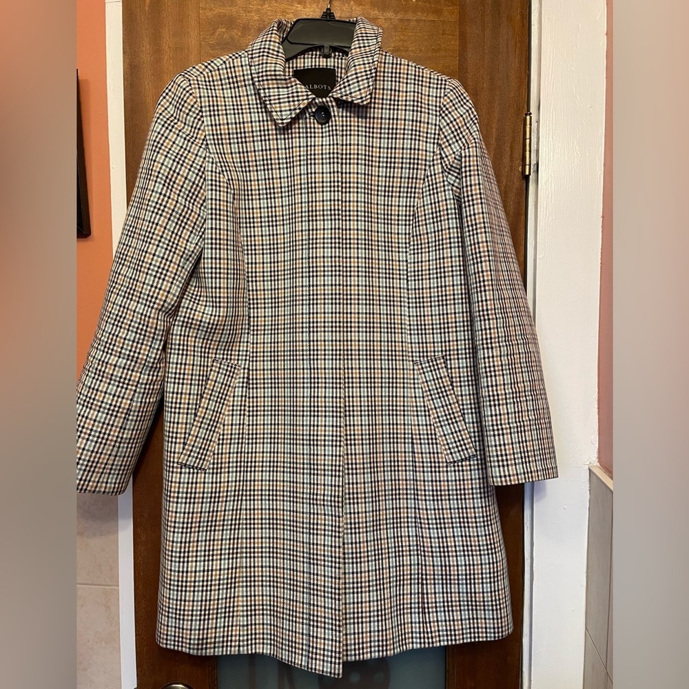 Talbots Plaid Checkered Mac Classic Lined Jacket Overcoat - 4